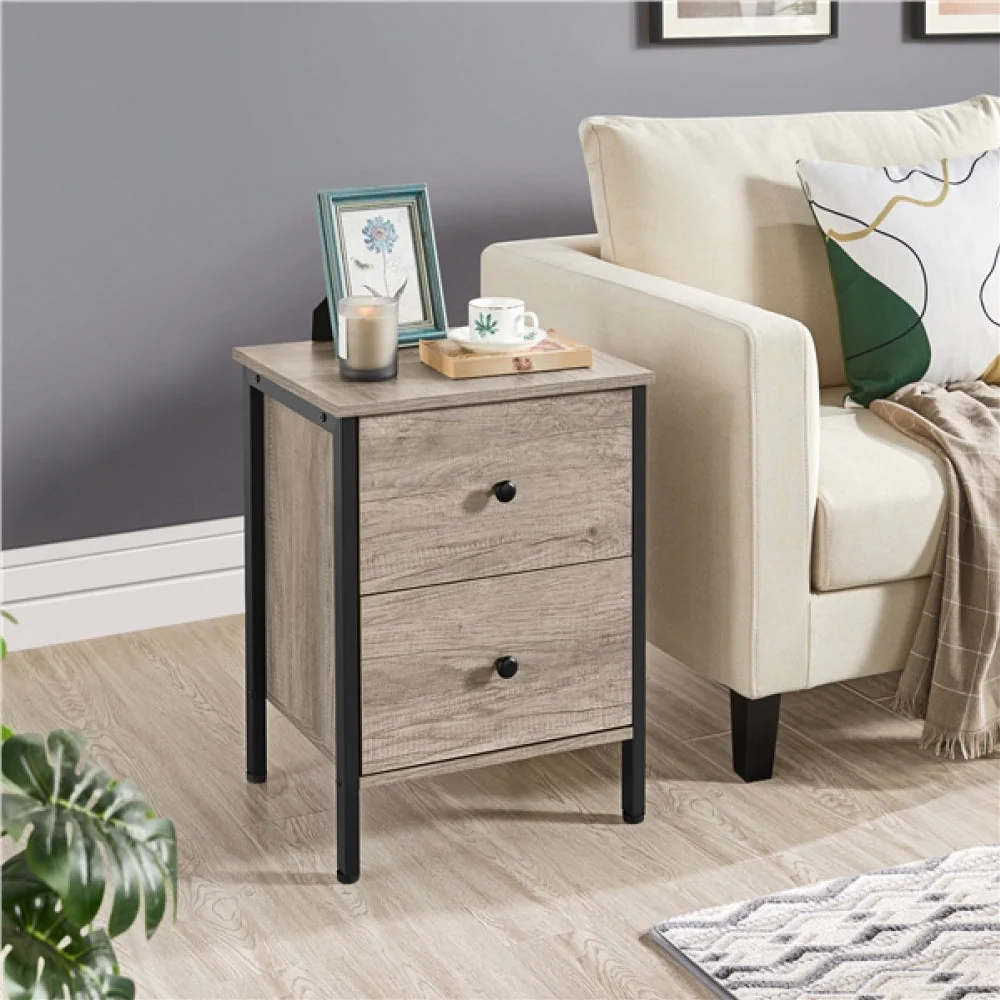Metal-Framed Side Table with 2 Drawers - Image 8