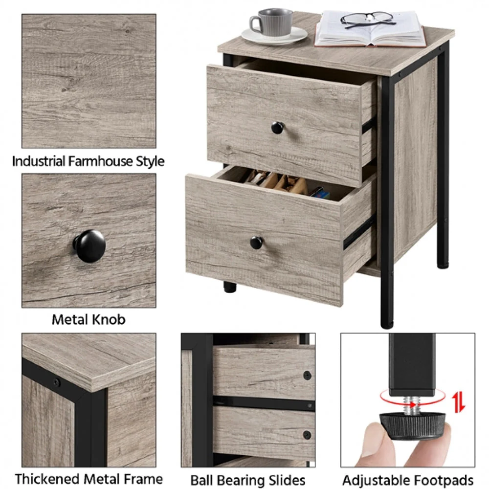 Metal-Framed Side Table with 2 Drawers - Image 9