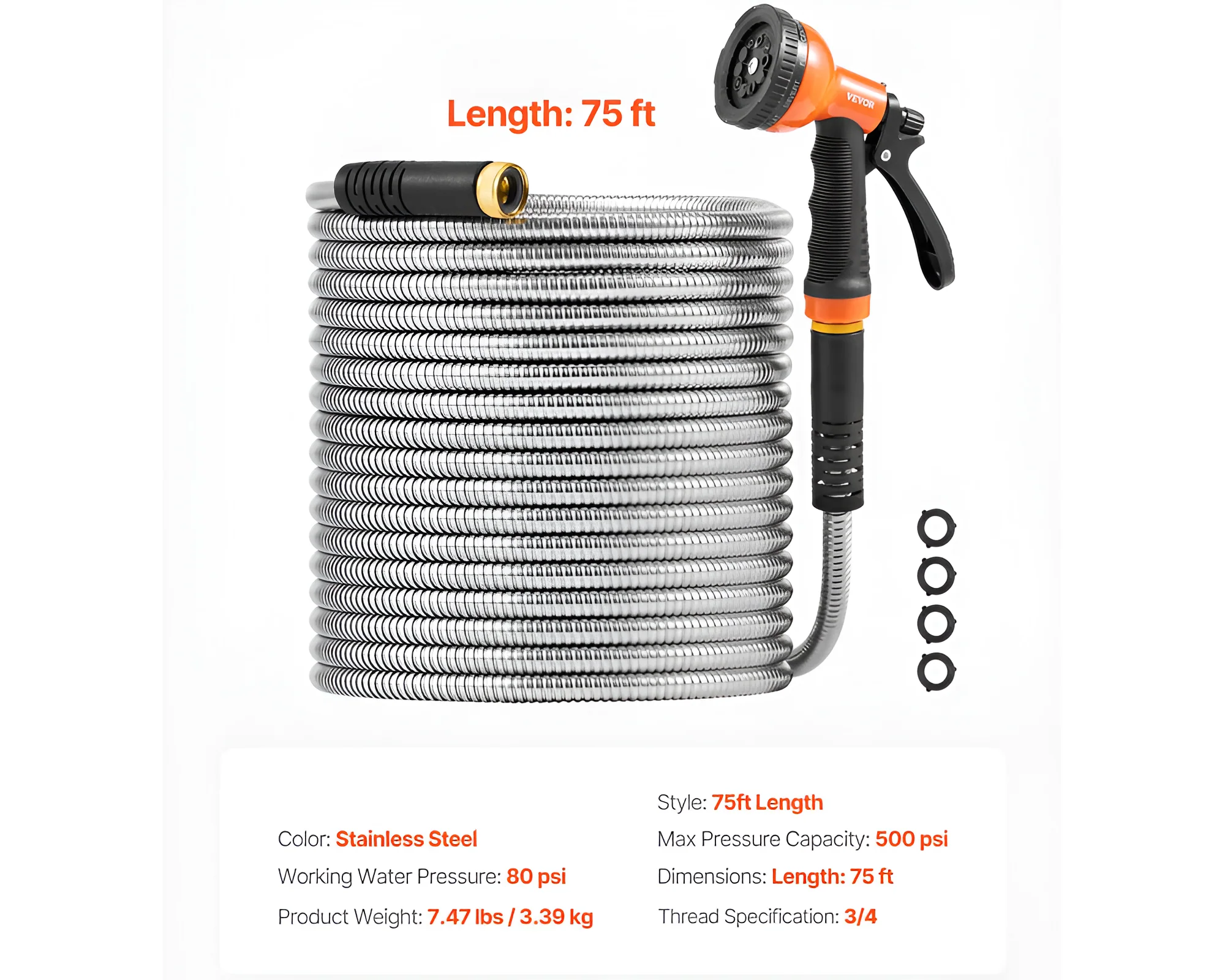 Metal 22M Garden Hose Outdoor - Image 3