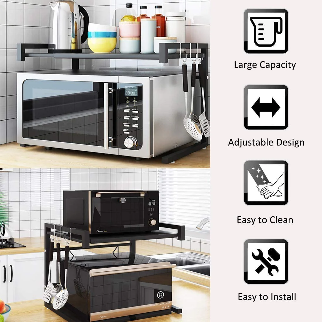 Microwave Oven Rack Stand Storage Cabinet Organizer - Image 4