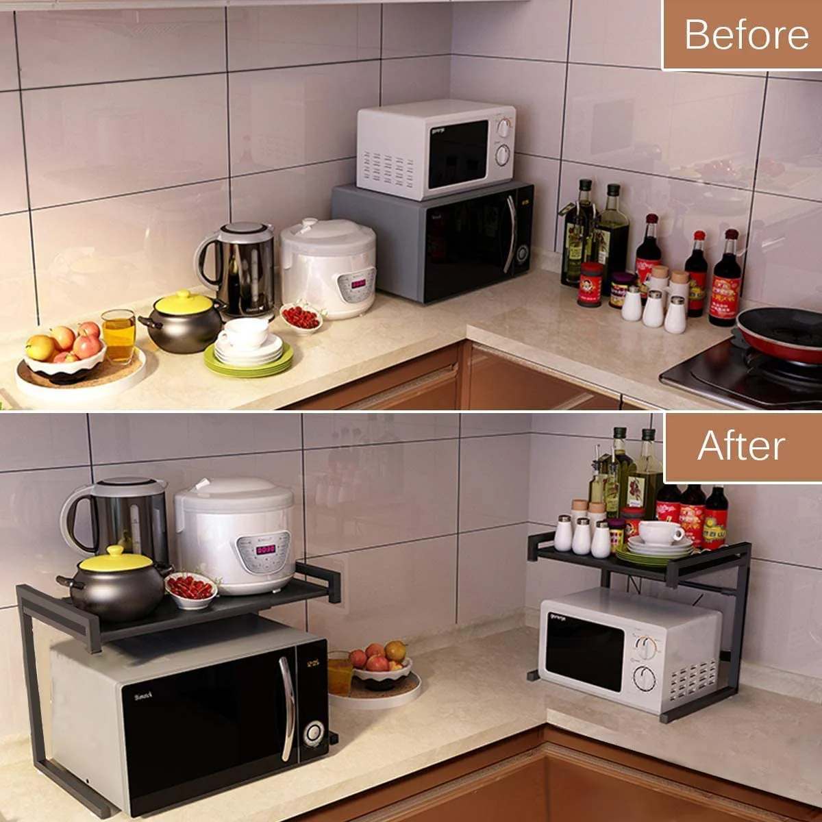 Microwave Oven Rack Stand Storage Cabinet Organizer - Image 6