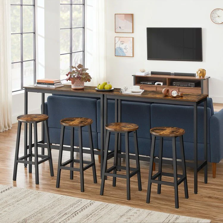 Modern Bar Table Stool Set Greige Black VASAGLE - Image 3