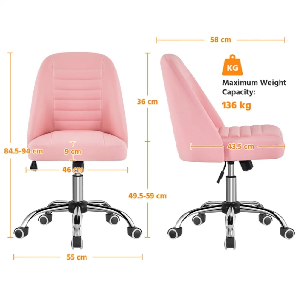 Modern Tufted Armless Computer Chair Task Chair Vanity Chair - Image 2