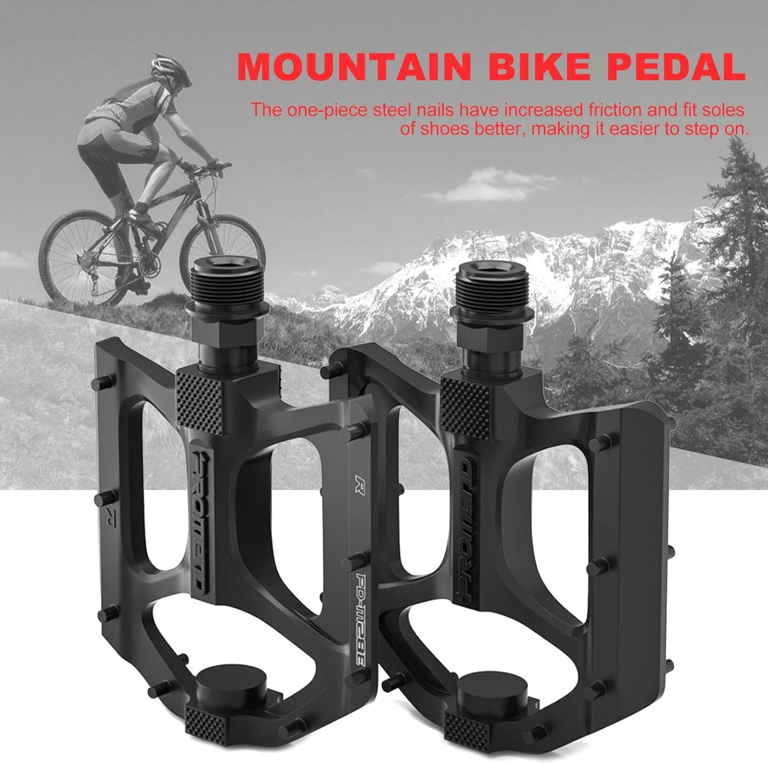 Mountain Bike Pedals LED Pedals Bicycle Flat Pedals (Black) - Image 7