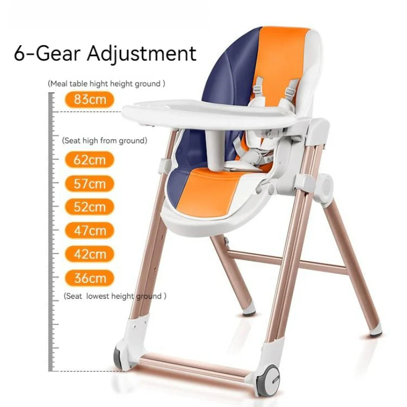 Multifunctional Adjustable Baby High Chair With Dining Table & Wheels -Green - Image 3