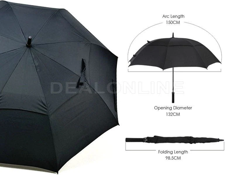 Navy Double-Canopy Umbrella Windproof 150CM Large Auto-Open +Cover - Image 2