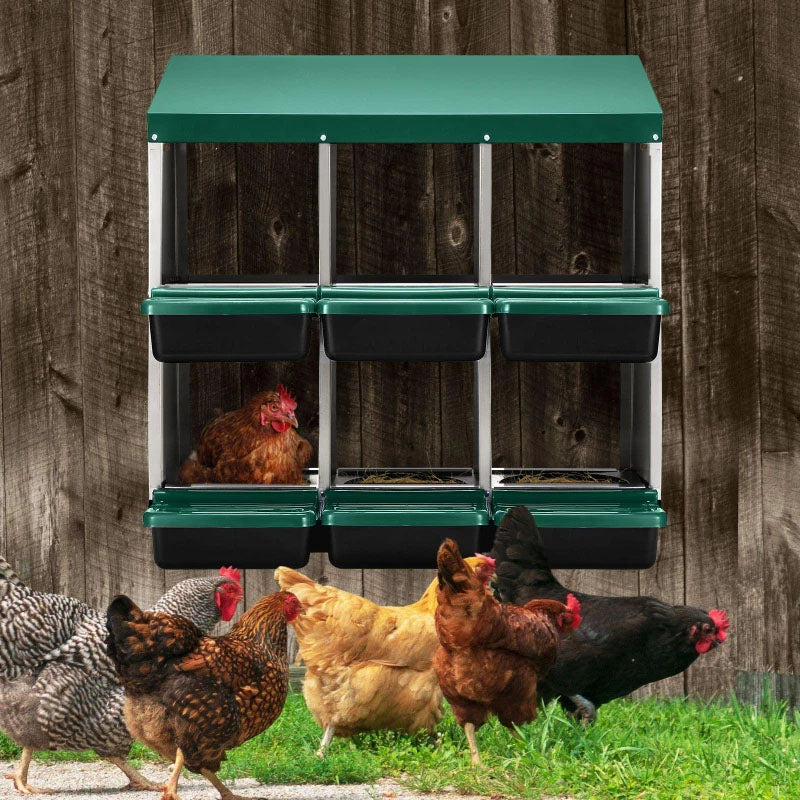 Nesting Box Chicken Hen Roll Away Laying Nest Boxes Chook Brooder 6 Compartment - Image 9
