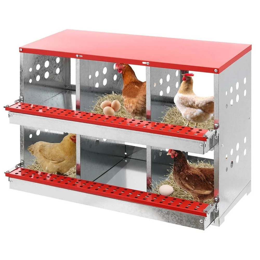 Nesting Box Chicken Hen Roll Away Laying Nest Boxes Chook Brooder 6 Compartment