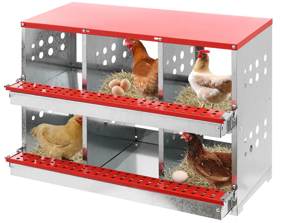Nesting Box Chicken Hen Roll Away Laying Nest Boxes Chook Brooder 6 Compartment - Image 2