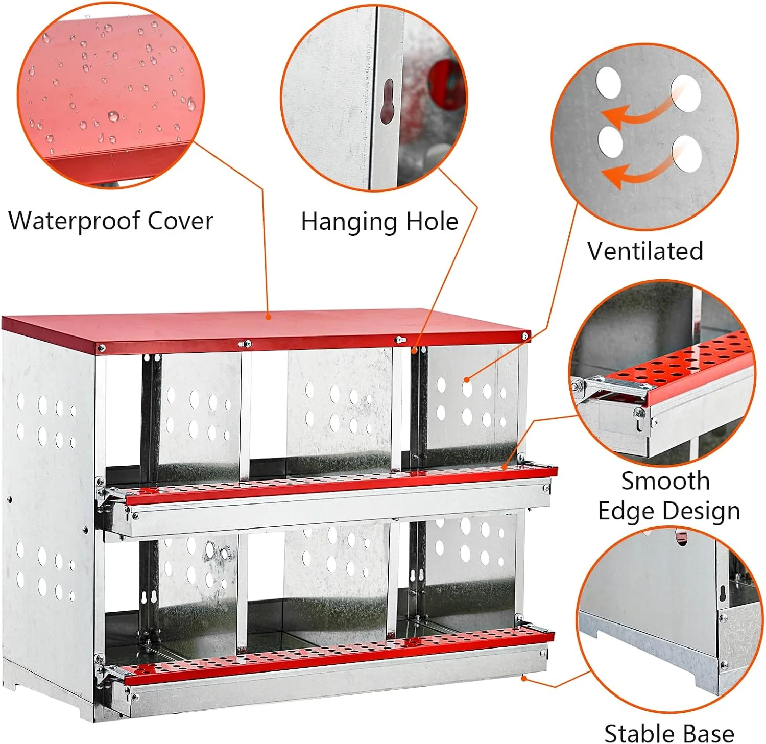 Nesting Box Chicken Hen Roll Away Laying Nest Boxes Chook Brooder 6 Compartment - Image 6