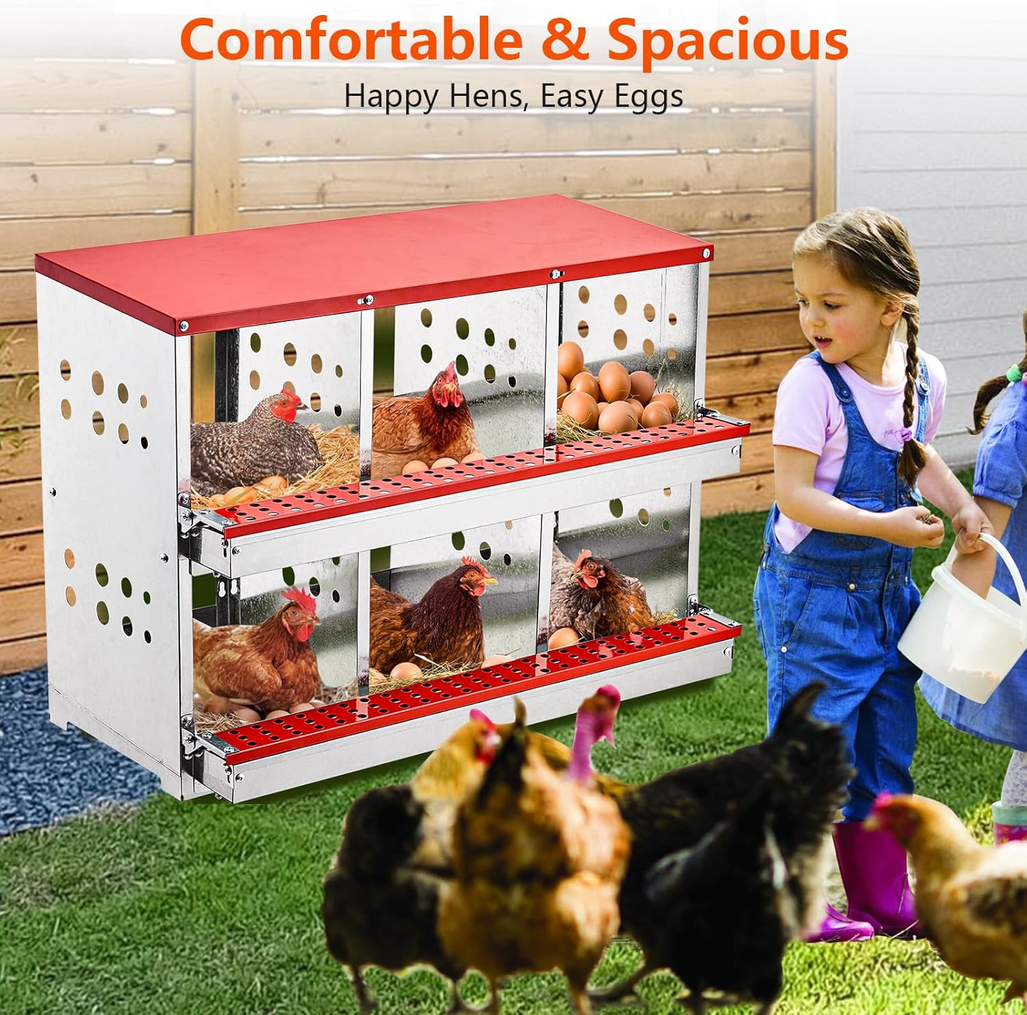 Nesting Box Chicken Hen Roll Away Laying Nest Boxes Chook Brooder 6 Compartment - Image 8