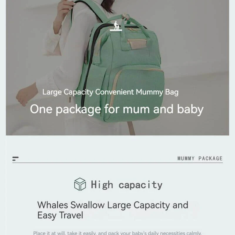 New Nappy Diaper Bag & Travel Crib-Light Green - Image 11
