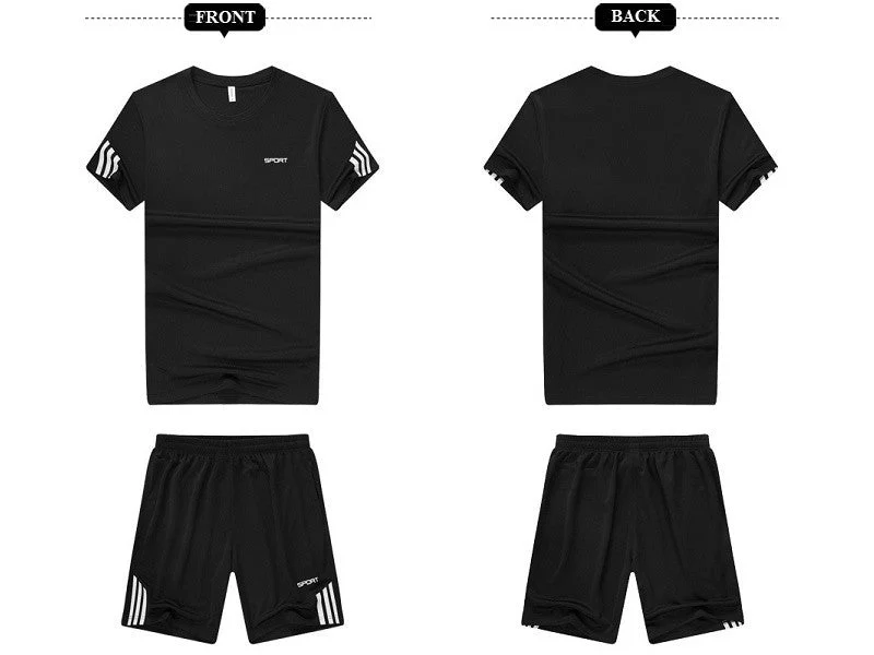 NZ-2XL-Mens 2 Piece Outfit Sport Set Short Sleeve Summer Leisure Short Thin Sets - Image 2