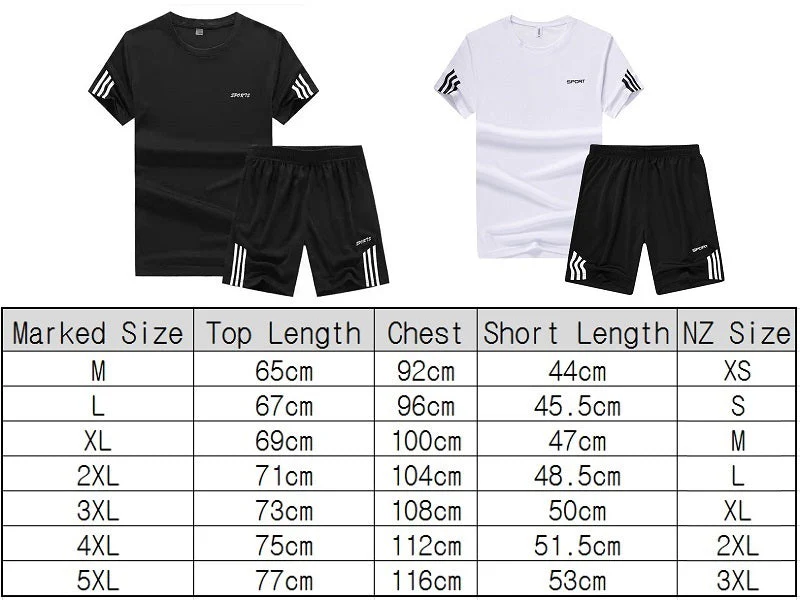 NZ-3XL-Mens 2 Piece Outfit Sport Set Short Sleeve Summer Leisure Short Thin Sets - Image 5