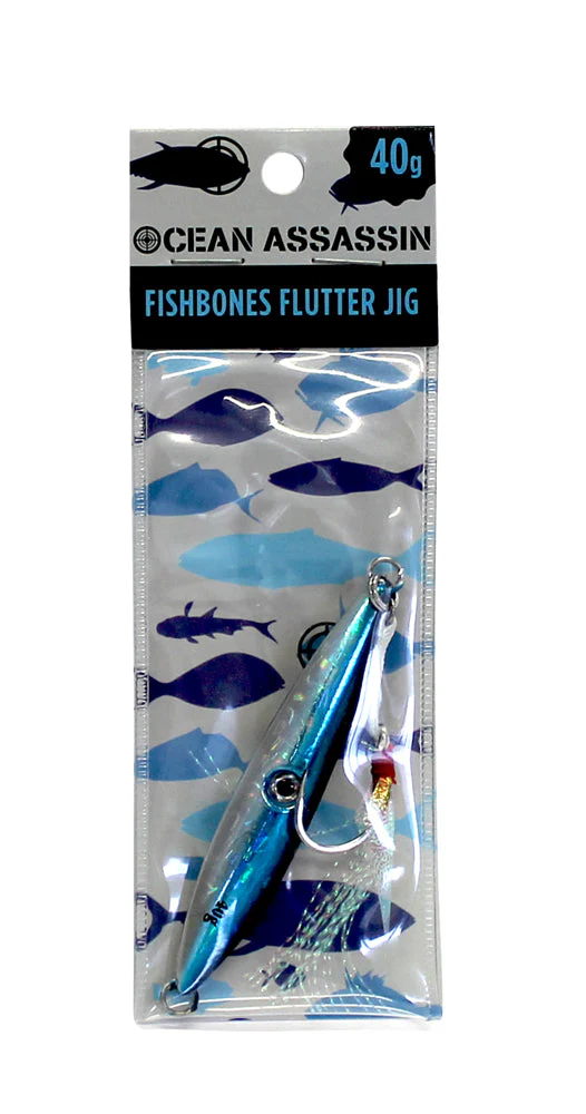 Ocean Assassin Fishbones Flutter Jig - Blue - Image 9