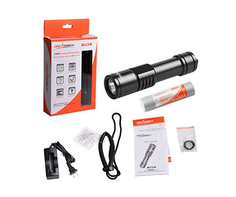 OrcaTorch D520 – 1000 Lumen Dive Torch – BLACK - Image 3