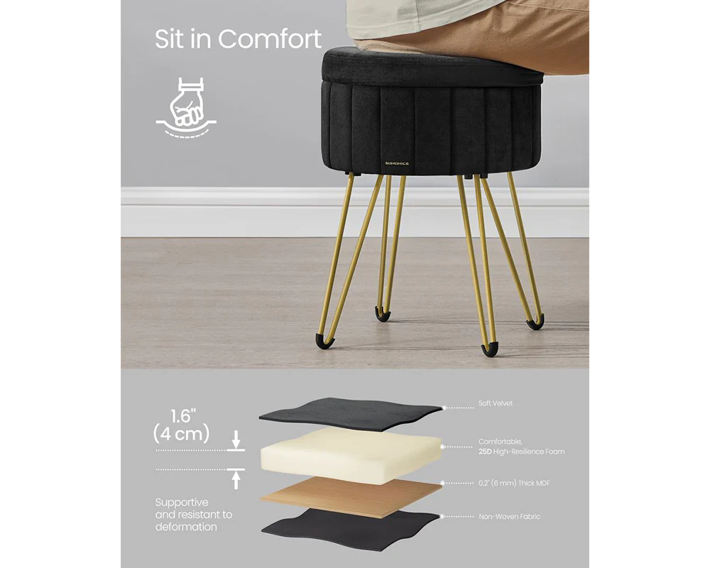 SONGMICS Small Vanity Stool Chair with Storage - Image 3
