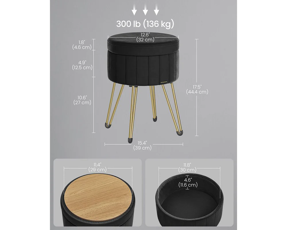 SONGMICS Small Vanity Stool Chair with Storage - Image 4