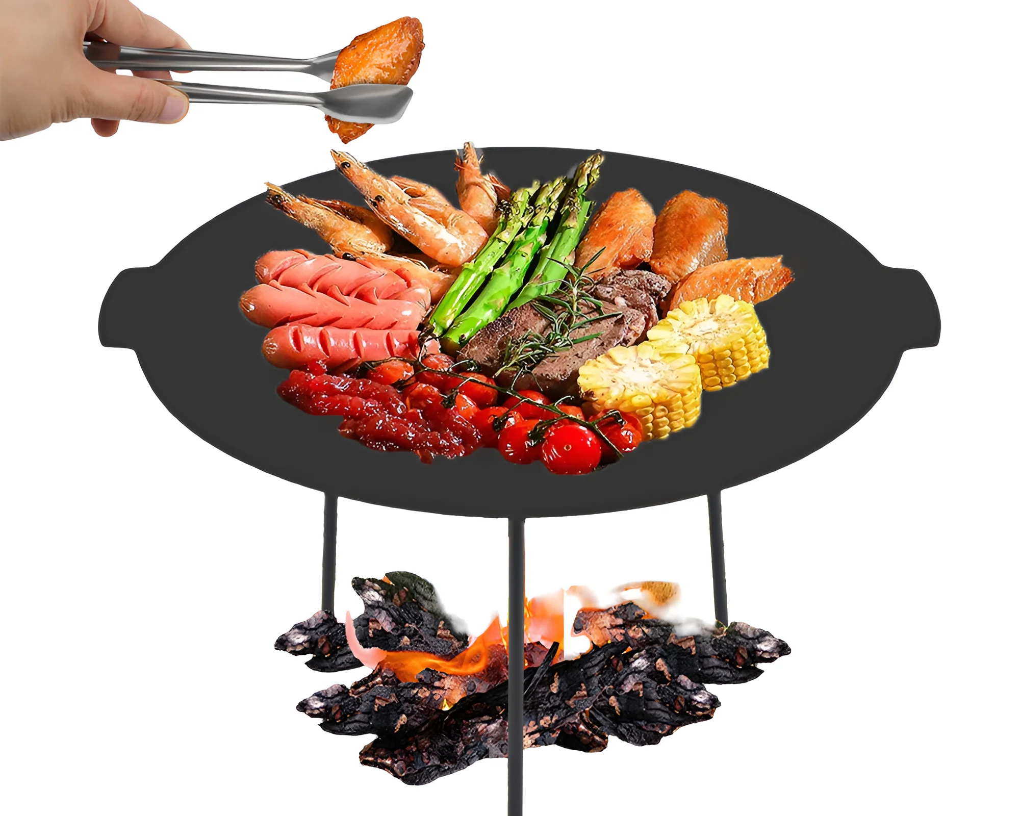 Outdoor Camping Barbecue Rack Cast Iron Grill Pan - Image 7