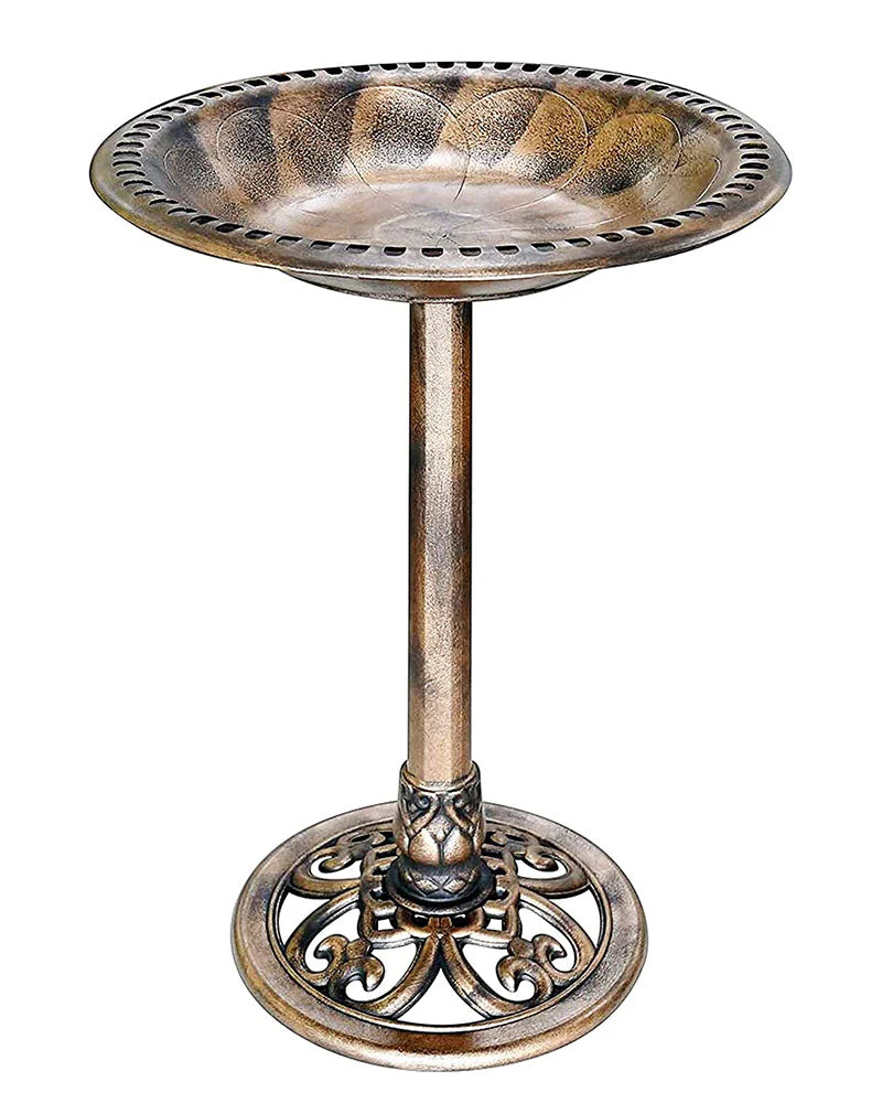 Outdoor Traditional Resin Garden Bird Bath-Copper - Image 3
