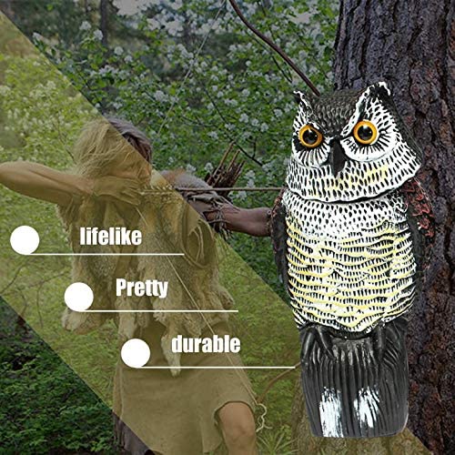 Owl Bird Scarer Bird Horned Owl With Rotating Head-Vertical Great Owl Garden Decor - Image 4