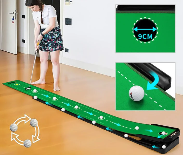 PGM 3M Golf Putting Mat Golf Putter Trainer Indoor Adjustable Green Putter Carpet Practice Set with return fairway - Image 3