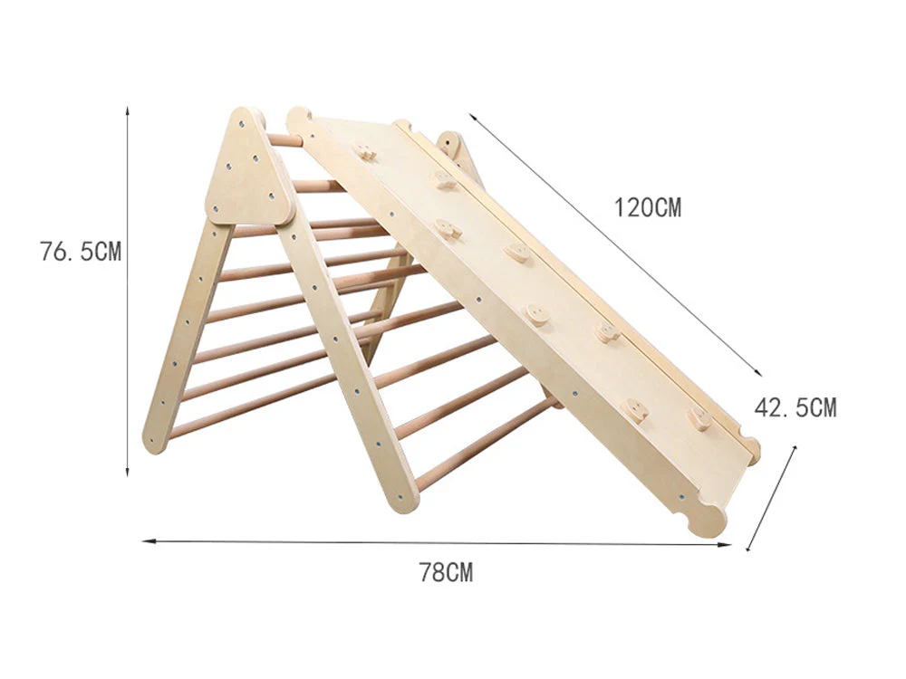 Pikler Triangle Frame with Ramp and Slide - Image 7