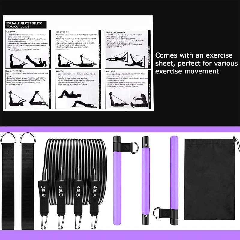 Pilates Stick Bar with Resistance Bands - Image 3