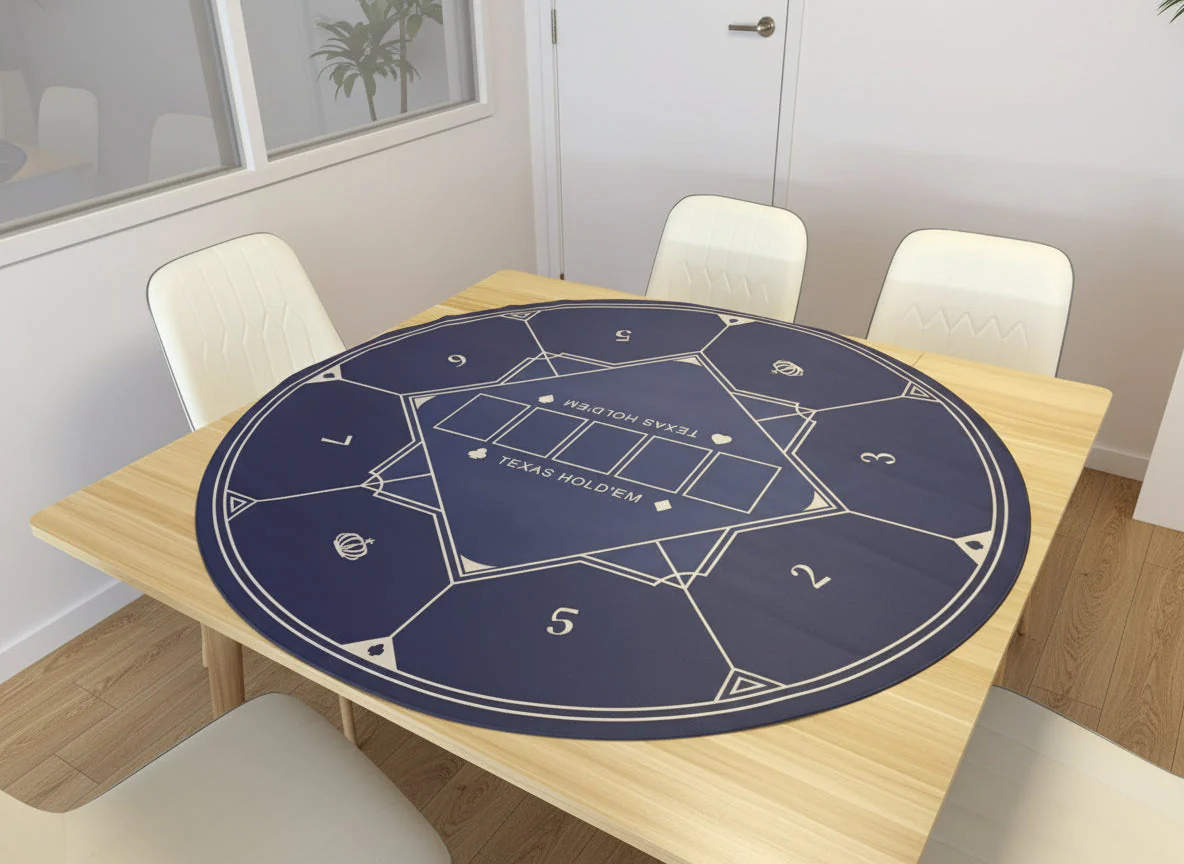 Poker Table Mat 8 Players Texas Hold'em Poker Mat 120cm Round Anti-Slip Rubber - Image 3