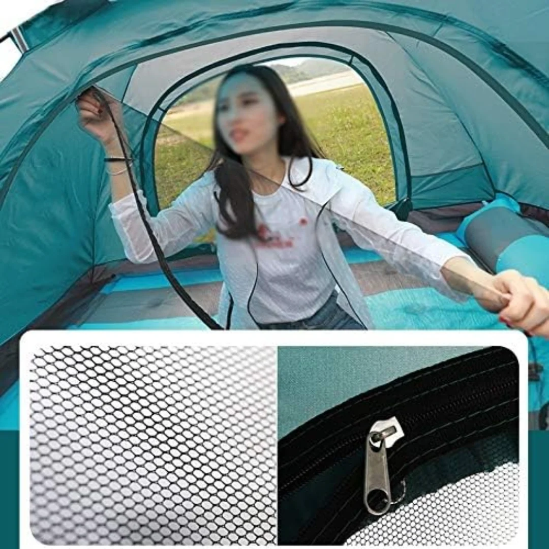 Pop-Up Camping Tent 3-4 Person Outdoor Folding Tent (Green) - Image 7