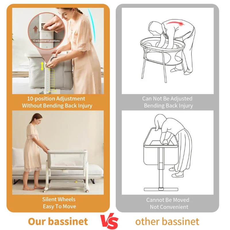 Portable & Adjustable Electric Baby Crib/ Baby Bassinet Bedside Sleeper 2 Rocking Motion With Storage - Image 5