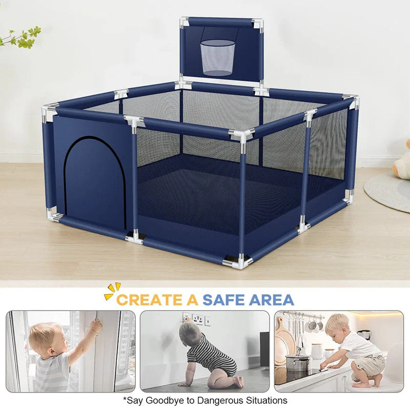 Portable Baby Playpen Fence Gate Wall Fence Barrier Play Gym Mat 125cm - Image 10