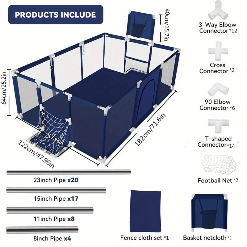 Portable Baby Playpen Fence Gate Wall Fence Barrier PlayPen 182cm - Image 4