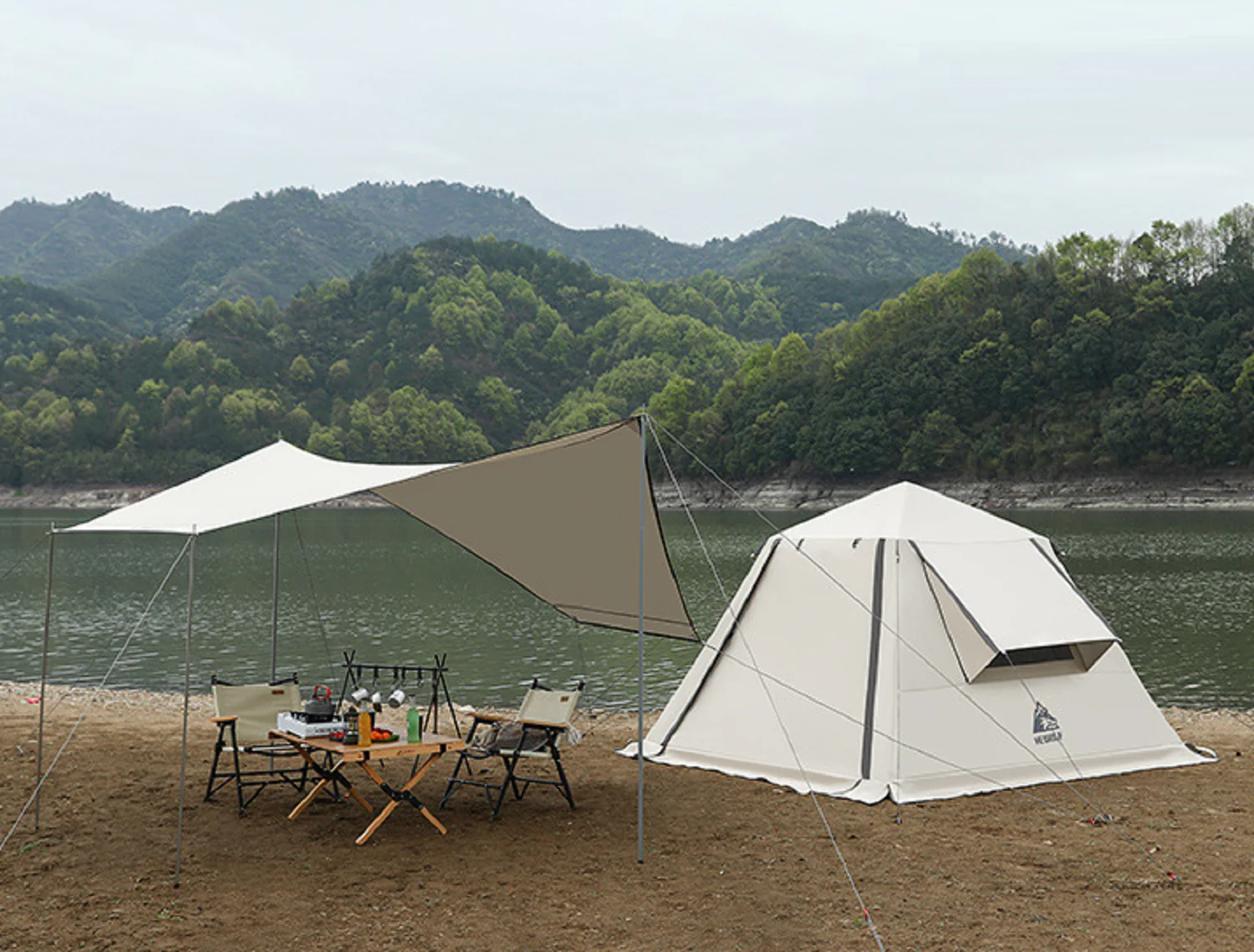 Portable Fully Automatic Waterproof Camping Tent with Canopy for All-Season