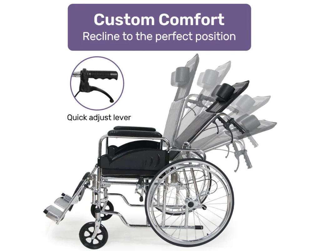 Portable Wheelchair Foldable Wheel Chair Recliner - Image 2