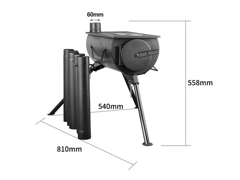 Portable Wood Burning Tent Stove with Chimney - Image 7