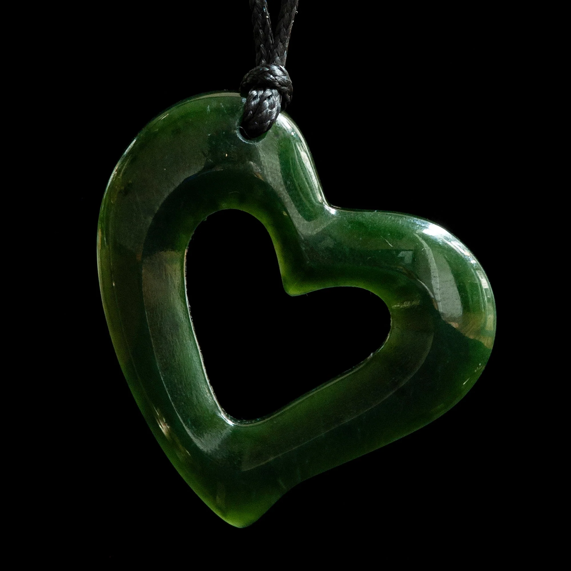 Pounamu Heart Pendant Hanging from Left - Image 2