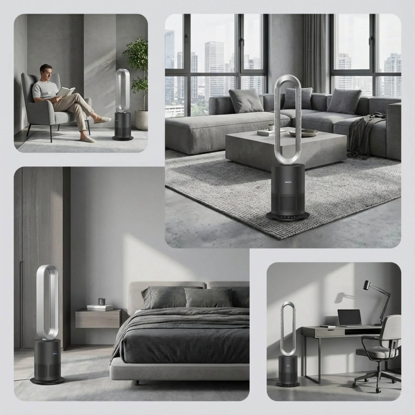 3-in-1 Bladeless Fan with Air Purifier & Heater for NZ Rooms – Silver/Grey | PureFlow - Image 10