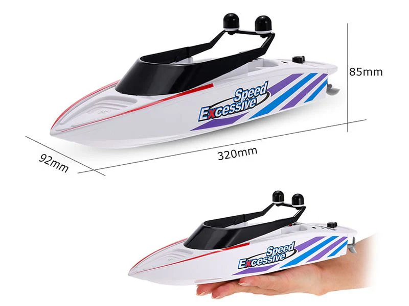 RC Boat 32CM Control Electric Boat Speedboat for Summer Children Toy White - Image 2