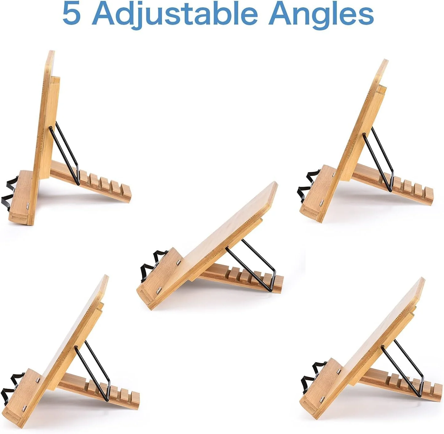 Reading Book Stand Adjustable Wooden Bible Holder Bamboo Foldable Rack Tablet - Image 6