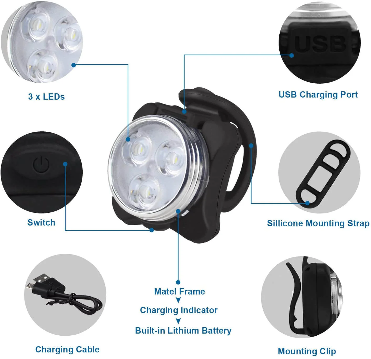 Rechargeable LED Bike Light Sets - Image 4