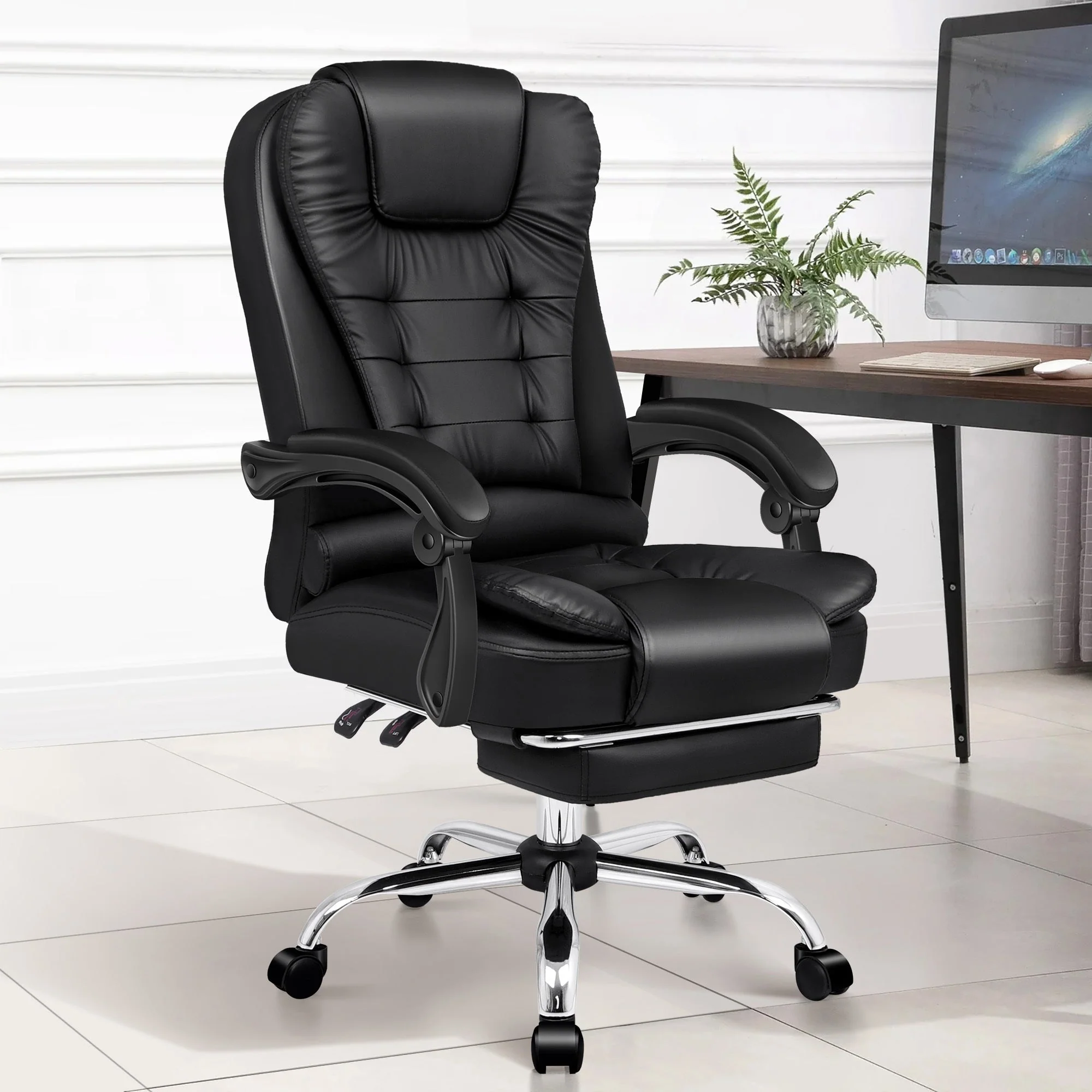 Reclining Leather Ergonomic Gaming Chair Office Massage Chair - Image 3