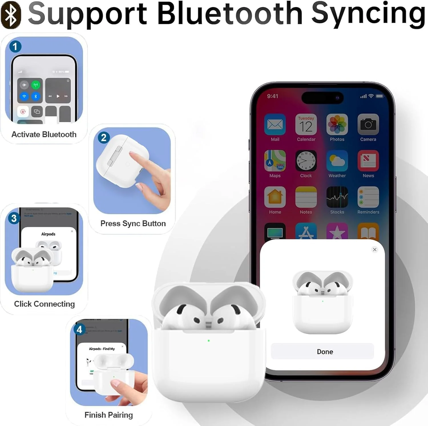 Replacement Wireless Charging Case Compatible with Air Pods 4 - Image 2