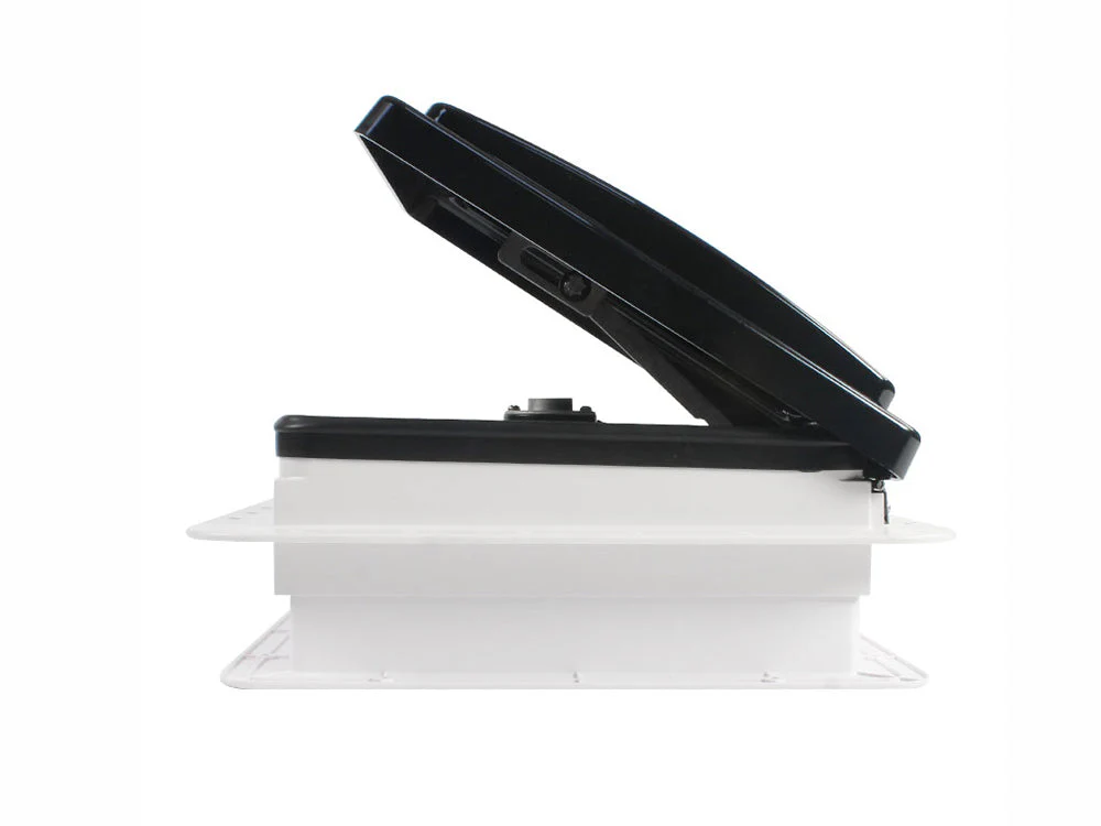 RV Roof Vent Fan 12V with Manual Riser Black Lid 280X280mm - Image 4