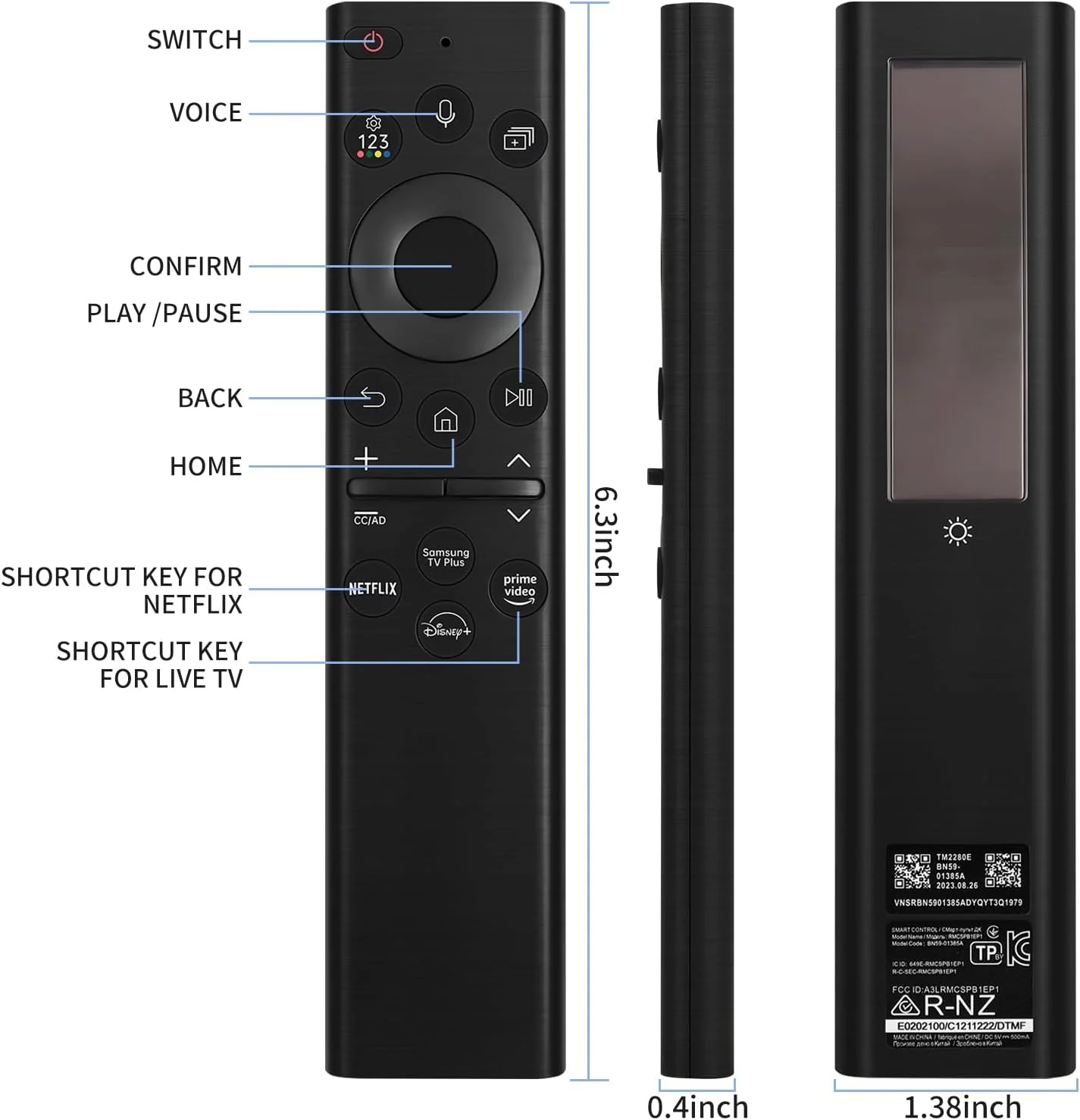 Replacement Remote compatible with Samsung Smart Solar TV Remote - Image 6