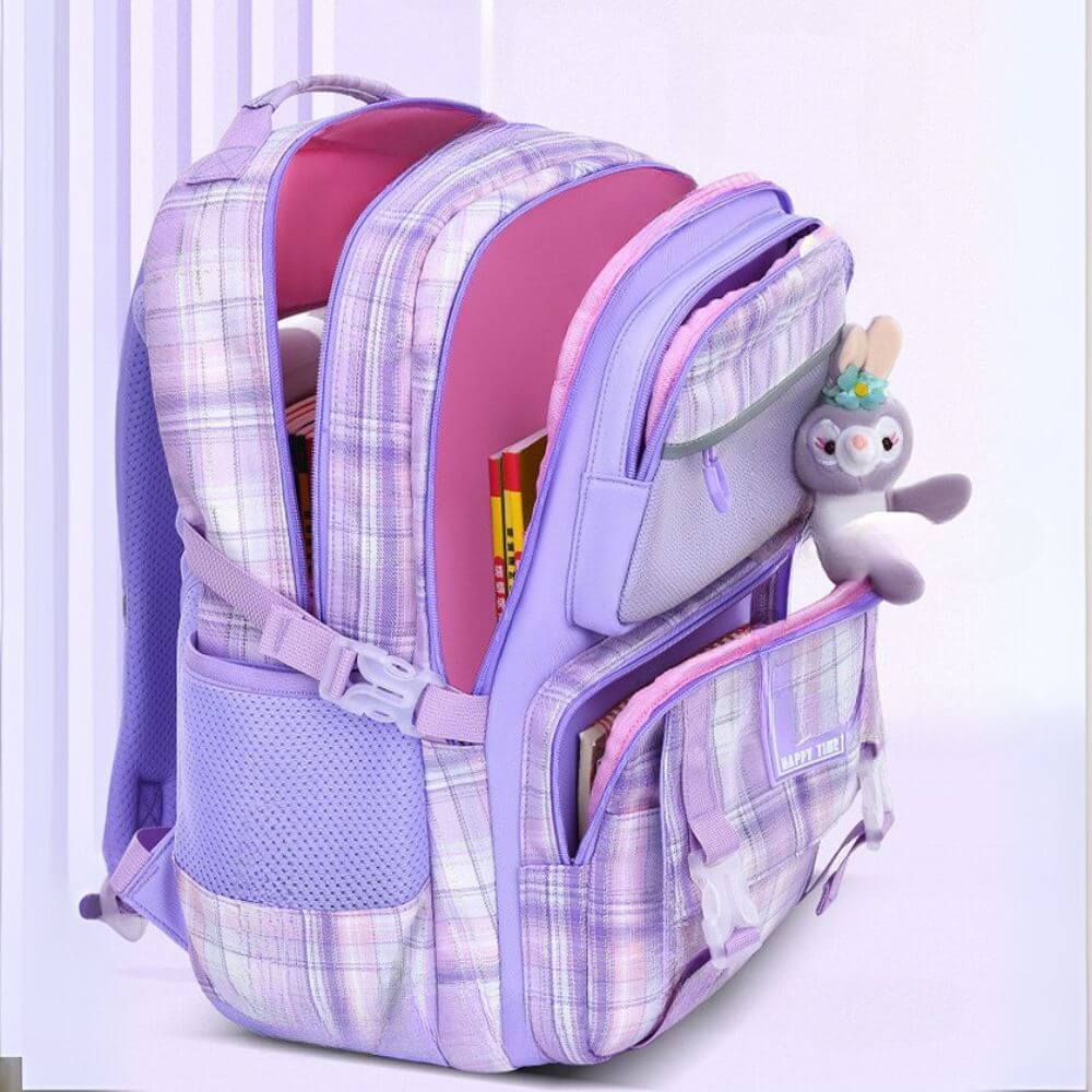 School Bags for Girls & Kids Backpack | Cute Cartoon Rabbit | Purple & Pink - Image 4