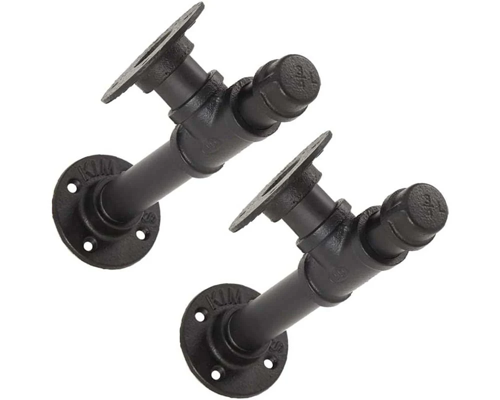 Set of 2 Industrial Iron Pipe Shelving Brackets - Image 9