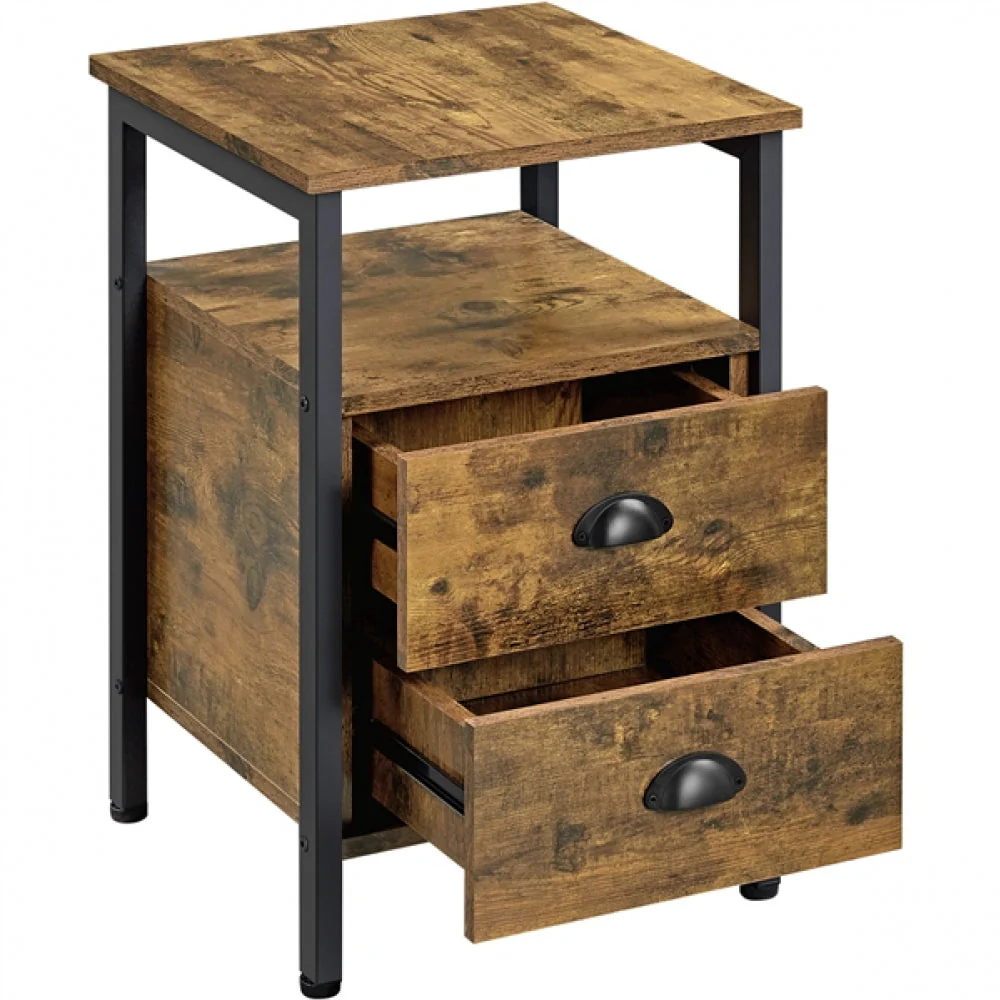 Side Table with 2 Drawers and Open Shelf - Image 3