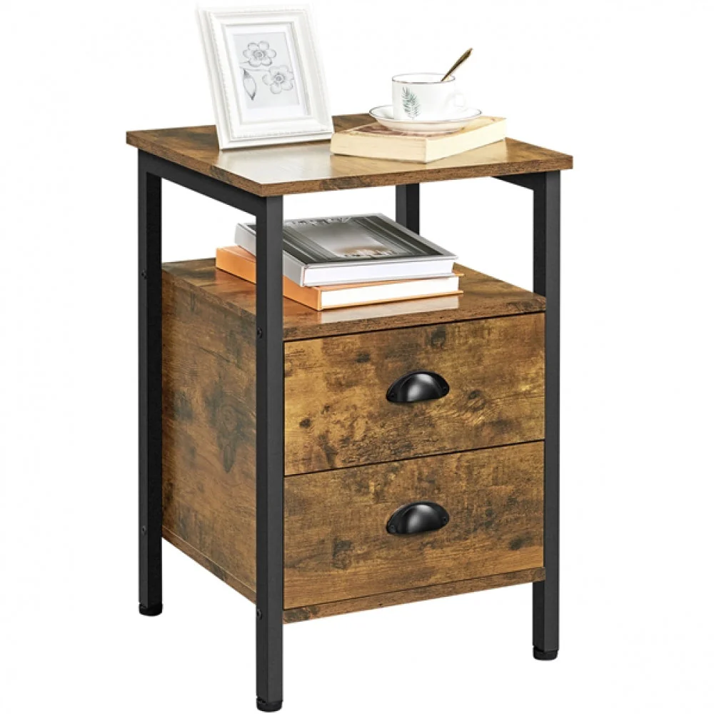 Side Table with 2 Drawers and Open Shelf - Image 6