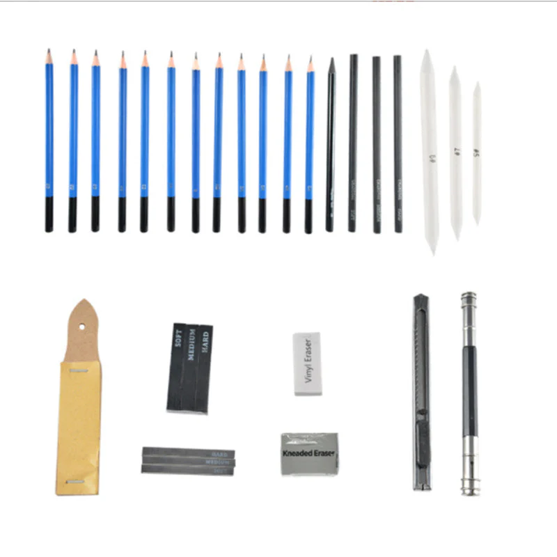 Sketch Pencils and Tools Set in a Portable Case Plus a Sketch Paper Book - Image 3